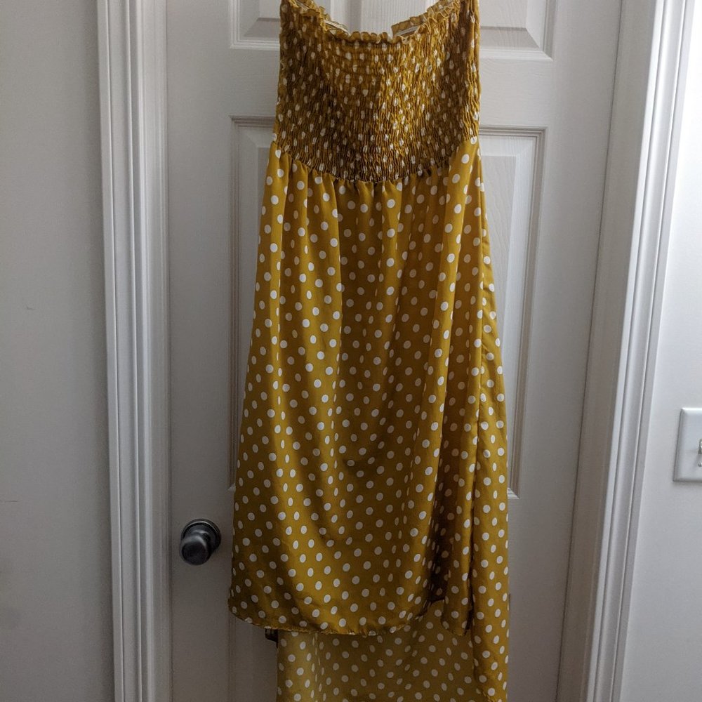 High low strapless Polka dot vintage dress